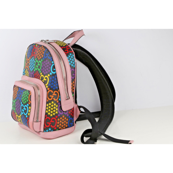 GUCCI Logo GG Psychedelic Backpack Bag Supreme Leather Black Pink Italy 14FB854 - Picture 6 of 16
